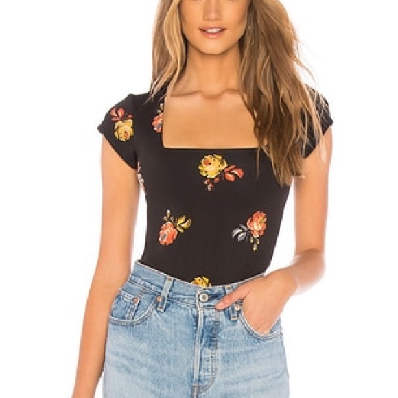 Intimately Free People Printed Square Eyes Bodysuit in Black - Picture 1 of 9